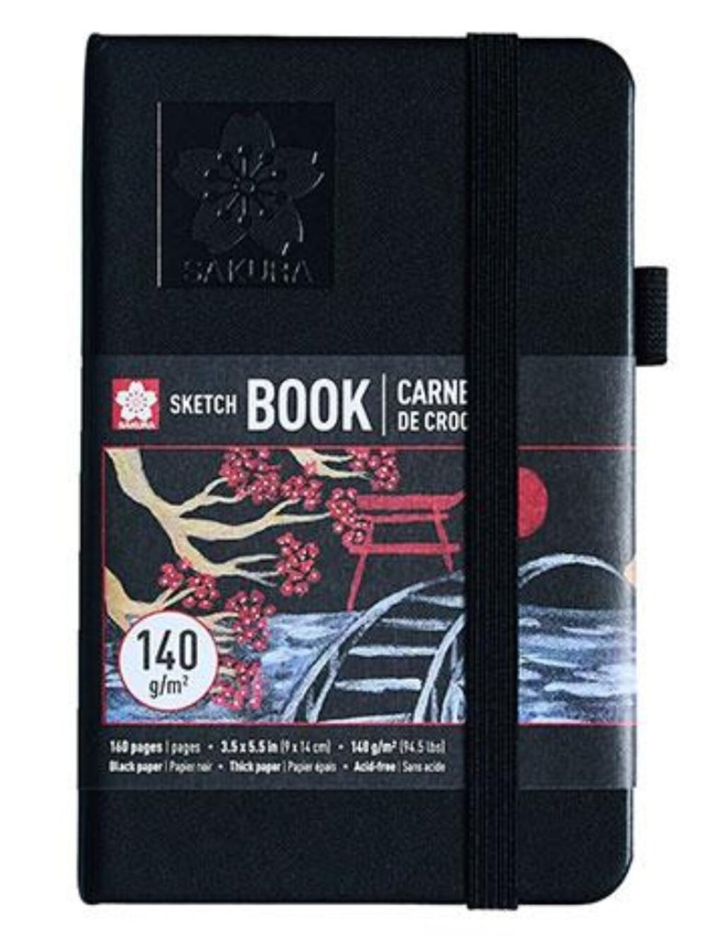 Sakura Pocket Sketch Book 160 Pages Black Paper 3.5"X5.5" School Office Home